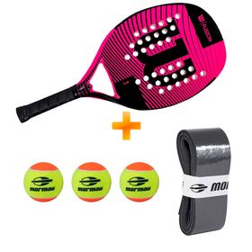 Raquete Beach Tennis Fusion Pink + 3 Bolas Premium + Overgrip Premium - Wilson