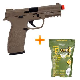 Pistola de Airsoft a Gás GBB Green Gas BLE-001-ST Tan ICS + BB's 0.25g