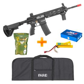 Rifle de Airsoft HK416 long RIS SA-H21 Black Linha EDGE 2.0 E-Serie Gate Aster - Specna Arms + Capa + Bateria e Carregador + BB's