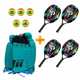 Kit Completo Beach Tennis Rede Premium Mormaii + 4 Raquetes Acte BT595 + 5 Bolas - Mormaii