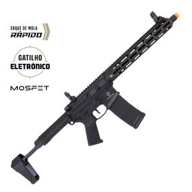 Rifle de Airsoft M4 PDW Punisher 3 AEG Preta Gatilho Eletrônico - Poseidon