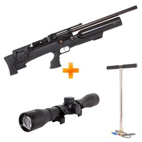 Carabina de Pressão PCP MX8 Evoc Black Regulated 5.5mm - Aselkon + Bomba + Luneta 4x32
