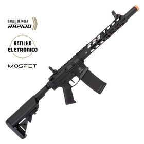 Rifle de Airsoft M4 Avenger 6 Silencer DMR AEG Preta Gatilho Eletrônico - Poseidon