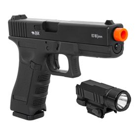 Pistola de Airsoft a Gás GBB Green Gas R17 c/ Blowback + Lanterna Tática