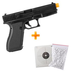 Pistola de Airsoft Spring S23 6mm G23 - QGK + BBs + Alvos