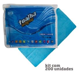 Kit com 200 Toalhas Mágicas Multiuso Azul em Baixo Relevo 75 x 35cm - Fixxar
