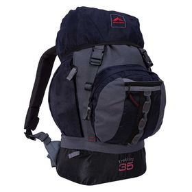 Mochila Trekking 35 Litros Azul Marinho com Cinza - Trilhas e Rumos