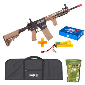 Rifle de Airsoft AEG M4 Carbine Long Keymod SA-E09 Half Black/Tan EDGE E-Series - Specna Arms + Capa + Bateria e Carregador + BB's