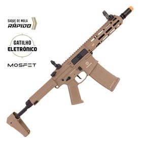 Rifle de Airsoft M4 PDW Punisher 1 AEG TAN Gatilho Eletrônico - Poseidon