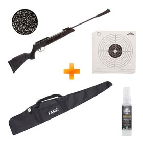 Carabina de Pressão Spring Black Hawk Fixxar 5.5mm com Gás Ram + Chumbinho + Capa + Alvos