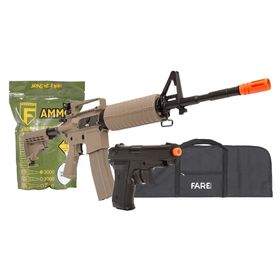Rifle de Airsoft M4A1 Carbine CM16 Tan AEG - G&G + Pistola de Airsoft P1918 Spring + BB’s + Capa