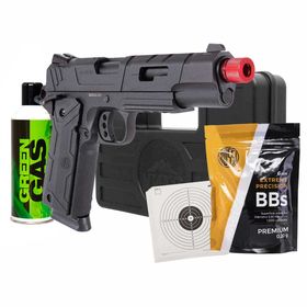 Pistola de Airsoft a Gás GBB Green Gas 1911 Redwings 6mm - Rossi + Maleta + Green Gás + BB's + Alvos