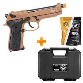 Pistola de Airsoft a Gás GBB Green Gás QGK 92 TN Blowback Full Metal – QGK + Maleta + BBs