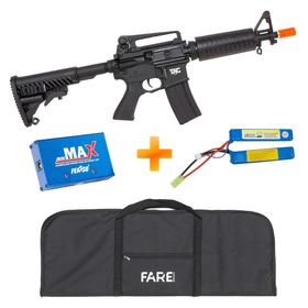 Rifle de Airsoft Elétrico AEG M4 ASR105 Full Metal BlowBack TAG + Capa + Bateria e Carregador