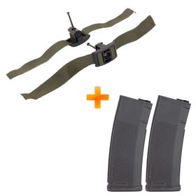Kit Airsoft com 2 Magazine M4 S-Mag Mid-Cap Black 120bb Polimero - Specna Arms + Adaptador Clip