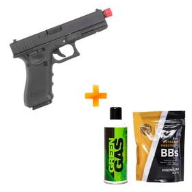 Pistola de Airsoft a Gás GBB Green Gas R18 Blowback - Rossi + BBs + Green Gás