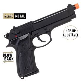 Pistola de Airsoft a Gás GBB Green Gas PBW-92B Black Beretta M92 – Poseidon