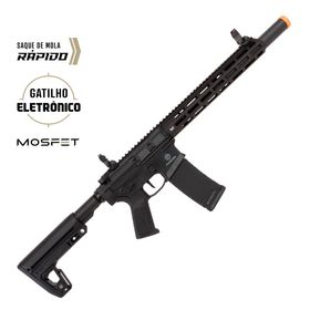 Rifle de Airsoft M4 Punisher 6 Silencer AEG Preta Gatilho Eletrônico - Poseidon