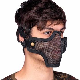 Máscara de Airsoft Telada Meia Face com Elástico Duplo Preta