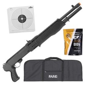 Kit Shotgun Airsoft M63 Spring Multishot - Double Eagle + Capa + BB’s + Alvo