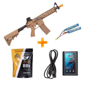 Rifle de Airsoft AEG M4A1 RIS Raider Tan CM16 - G&G + Bateria + Carregador + BBs