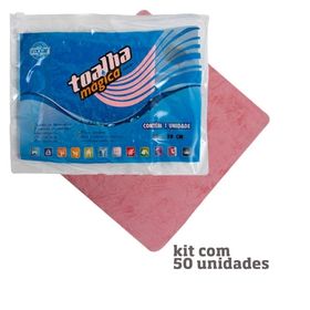 Kit com 50 Toalhas Mágicas Multiuso Rosa sem Relevo 28 x 28cm - Fixxar