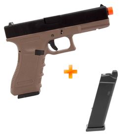 Pistola de Airsoft a Gás GBB Green Gas R17 Black/Tan c/ Blowback + 1 Magazine Extra