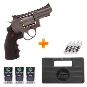 Revólver de Pressão a Gás CO2 SNR357 Dual Ammo Full Metal 4.5mm - Crosman + 4CO2 + 3 Esferas + Maleta