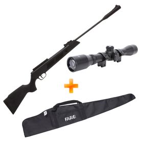 Carabina de Pressão Spring Black Hawk Fixxar 4.5mm com Gás Ram + Luneta + Capa