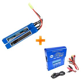 Bateria para Airsoft LiPo 7.4V - 2S (2 Pack) 20/40C 2200mAh + Carregador Lipo L6AC - Leão Modelismo