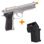 pistola-de-airsoft-a-gas-gbb-green-gas-m92-cromada-full-metal-blowback-6mm-we-coldre-fobus-z1