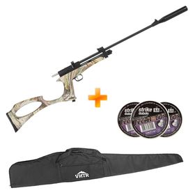 Carabina de Pressão Híbrida CO2 Cobra Camo 5.5mm - QGK + Capa + Chumbinho