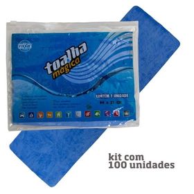Kit com 100 Toalhas Mágicas Multiuso Azul Sem Relevo 66 x 21cm - Fixxar