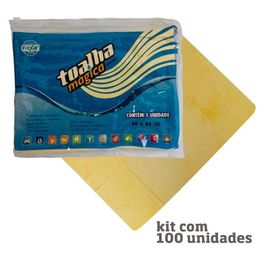 Kit com 100 Toalhas Mágicas Multiuso Amarela 1 Lado em Baixo Relevo 64 x 43cm - Fixxar
