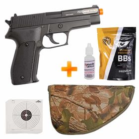 Pistola Airsoft Sig Sauer P226 Slide Metal Cybergun + Capa de Brinde + BBs + Alvos