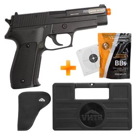 Pistola Airsoft Sig Sauer P226 Slide Metal Cybergun + BBs + Maleta + coldre + Alvos