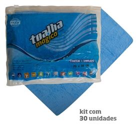 Kit com 30 Toalhas Mágicas Multiuso Azul Sem Relevo 75 x 35cm - Fixxar