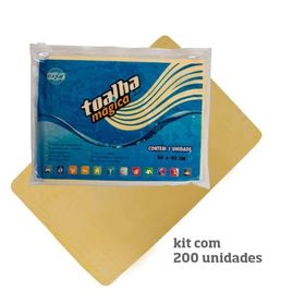 Kit com 200 Toalhas Mágicas Multiuso Amarela 1 Lado em Baixo Relevo 66 x 43cm - Fixxar