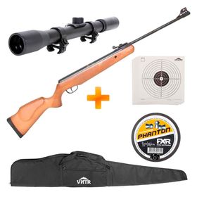 Carabina de Pressão CBC B19x Oxidada Madeira 4.5mm + Luneta 4x20 + Capa + Chumbinho + Alvos