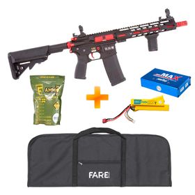 Rifle de Airsoft M4 Carbine Red Edition M-Lok SA-E39 Black Linha EDGE E-Series - Specna Arms + Capa + Bateria e Carregador + BB's