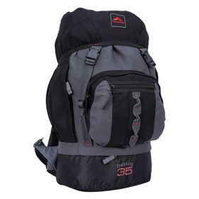 Mochila Trekking 35 Litros Preta com Cinza - Trilhas e Rumos