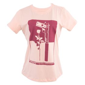 Camiseta T-Shirt Feminina Concept Gun & Flower Rosa - Invictus