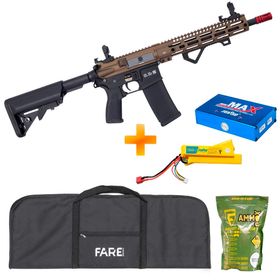 Rifle de Airsoft AEG M4 Carbine Long M-Lok SA-E20 Half Bronze EDGE E-Series - Specna Arms + Capa + Bateria e Carregador + BB's