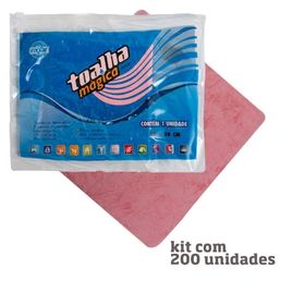 Kit com 200 Toalhas Mágicas Multiuso Rosa sem Relevo 28 x 28cm - Fixxar