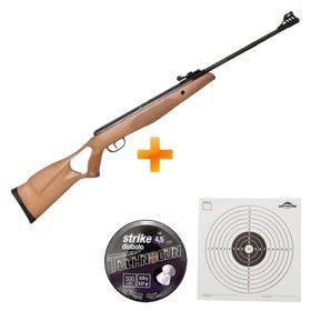 Carabina de Pressão CBC B19Z Nitro Oxidada Madeira 4.5mm + Chumbinho + Alvos
