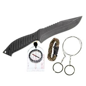 Kit EDC Sobrevivência - Faca + Pederneira + Serra Flexível + Bússola