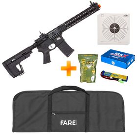 Rifle de Airsoft Elétrico AEG M4 ASR116R1 Full Metal BlowBack TAG + Capa + Bateria e Carregador + BB's + Alvos