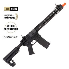 Rifle de Airsoft DMR M4 Triton Sniper AEG Preta Gatilho Eletrônico - Poseidon