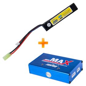 Kit - BATERIA Li-Po 7.4V 900MAH FFB-008 (15C) + Carregador Baterias Mini Max Li-Po Bivolt - FEASSO