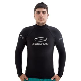 Camiseta Jersey Preta para Mergulho Manga Longa - Seasub